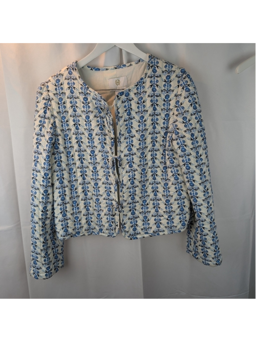 House Of Harlow Floral Blue and White Women's Jacket Size L New No Tags - Picture 2 of 11